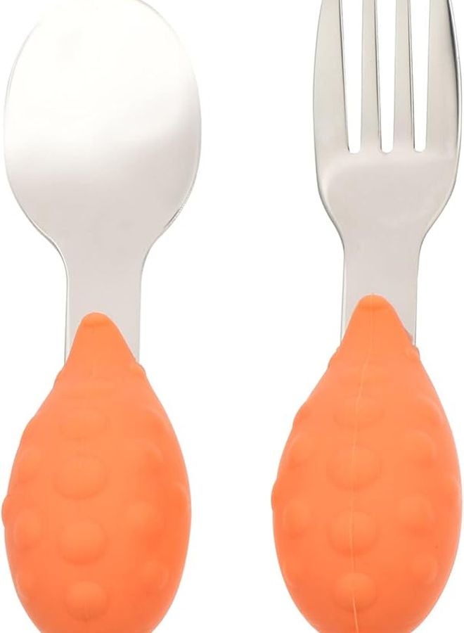 Baby Toddler Feeding Utensils Set Silicone and Stainless Steel Fork Dishwasher Safe - Image 1